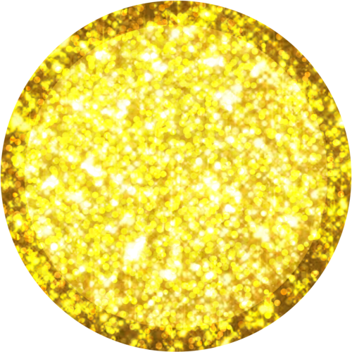 A bright yellow circle with a glitter pattern. It has an outline that is slightly darker than the rest of it